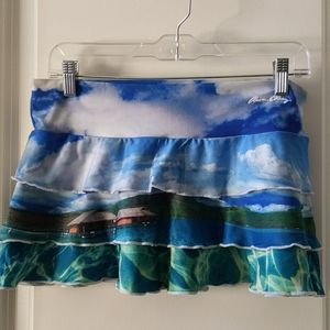 Aaron Chang Blue Ruffle Mini Skirt Cover-up size L